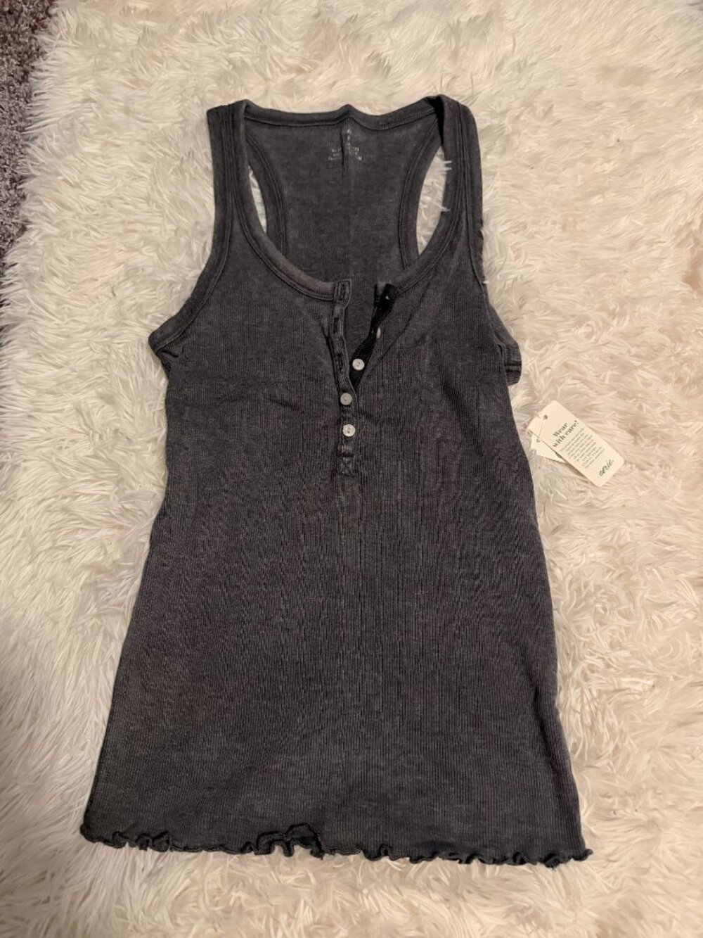 NWT Aerie Gray Henley Tank Top Size S